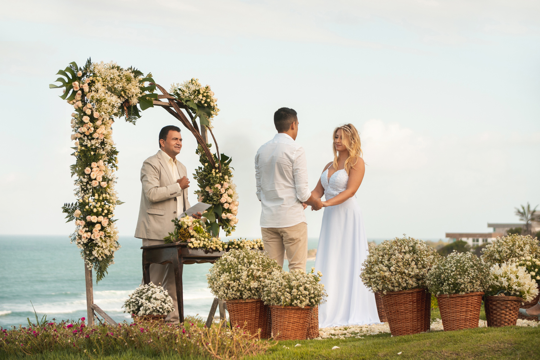 Elopement wedding ceremony on the tropical beach